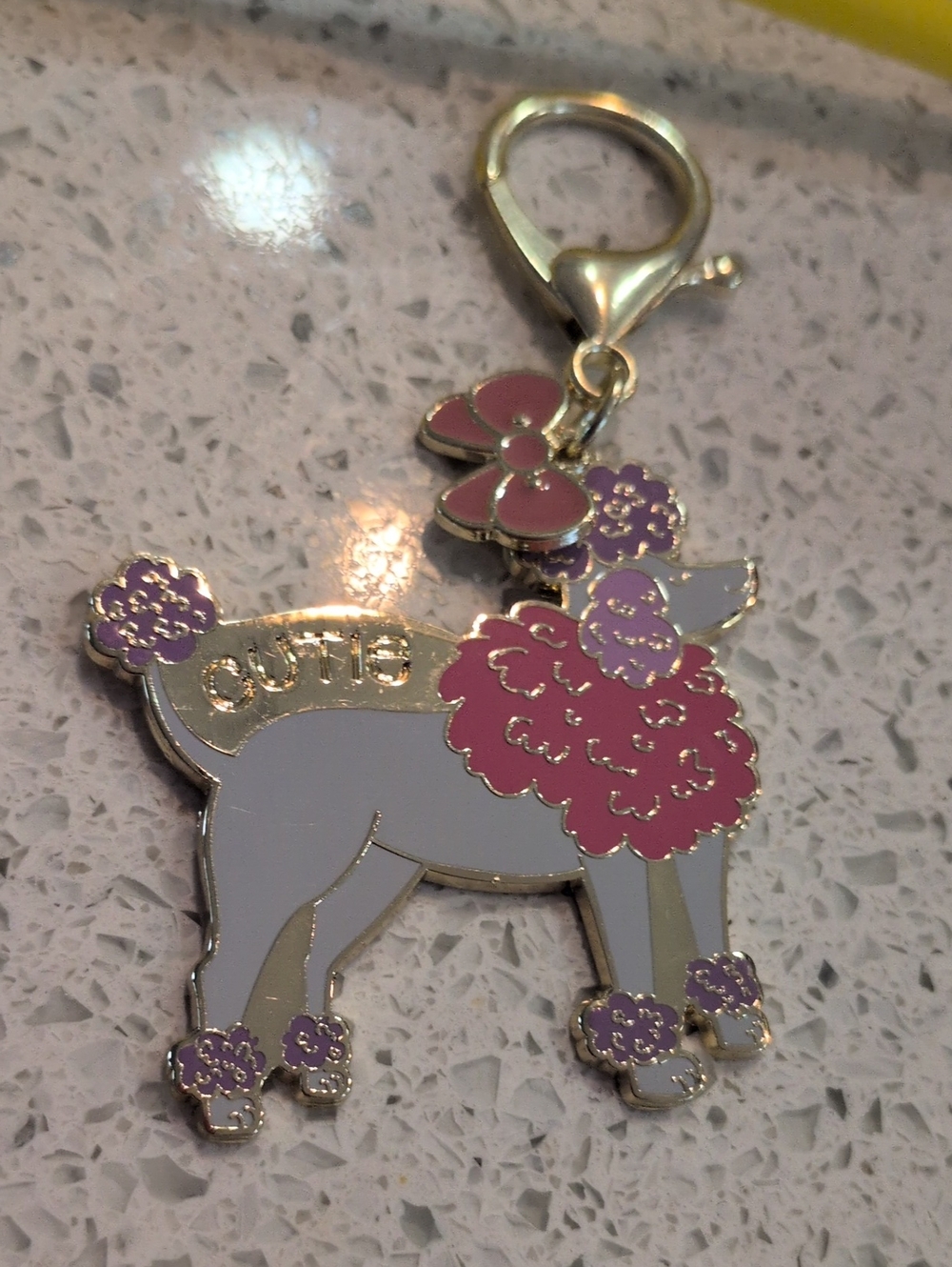 Cutie Pink & Lavender Poodle Pet Charm Keychain